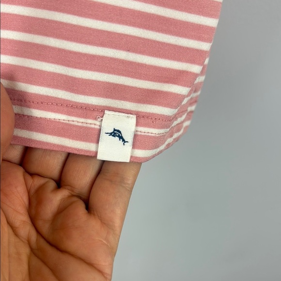 Tommy Bahama Pink & White Stripped Preppy Short Sleeve Tee Size Large - Picture 7 of 9